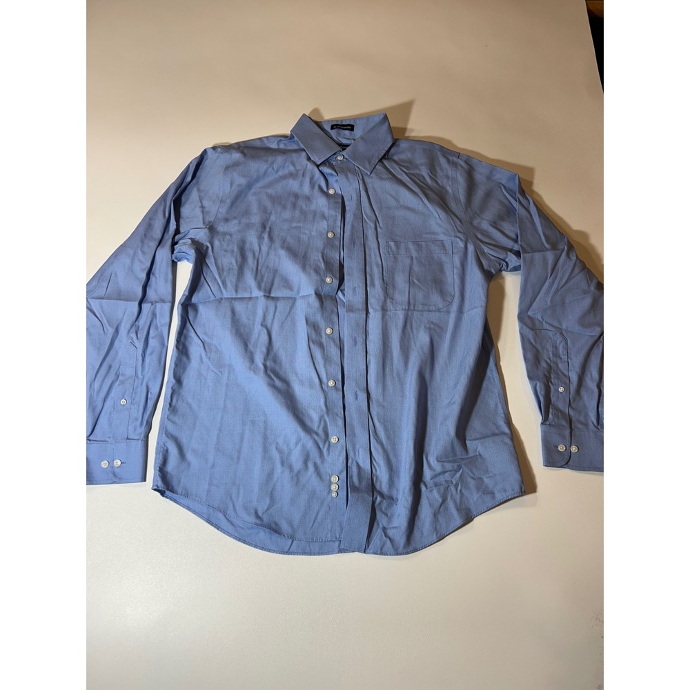 Croft & Barrow Button Down Shirt Men's 16 34/35 Blue Non-Iron Long Sleeve